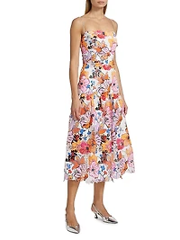 Tierra Floral-Printed Lace Midi-Dress