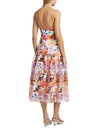 Tierra Floral-Printed Lace Midi-Dress