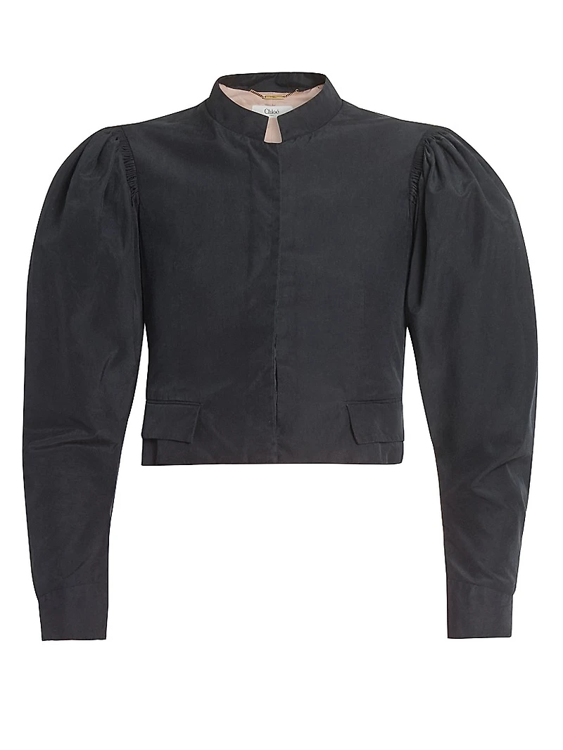 Silk Puff-Sleeve Jacket