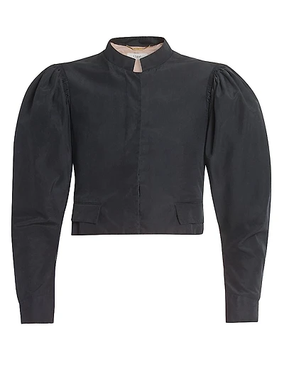 Silk Puff-Sleeve Jacket