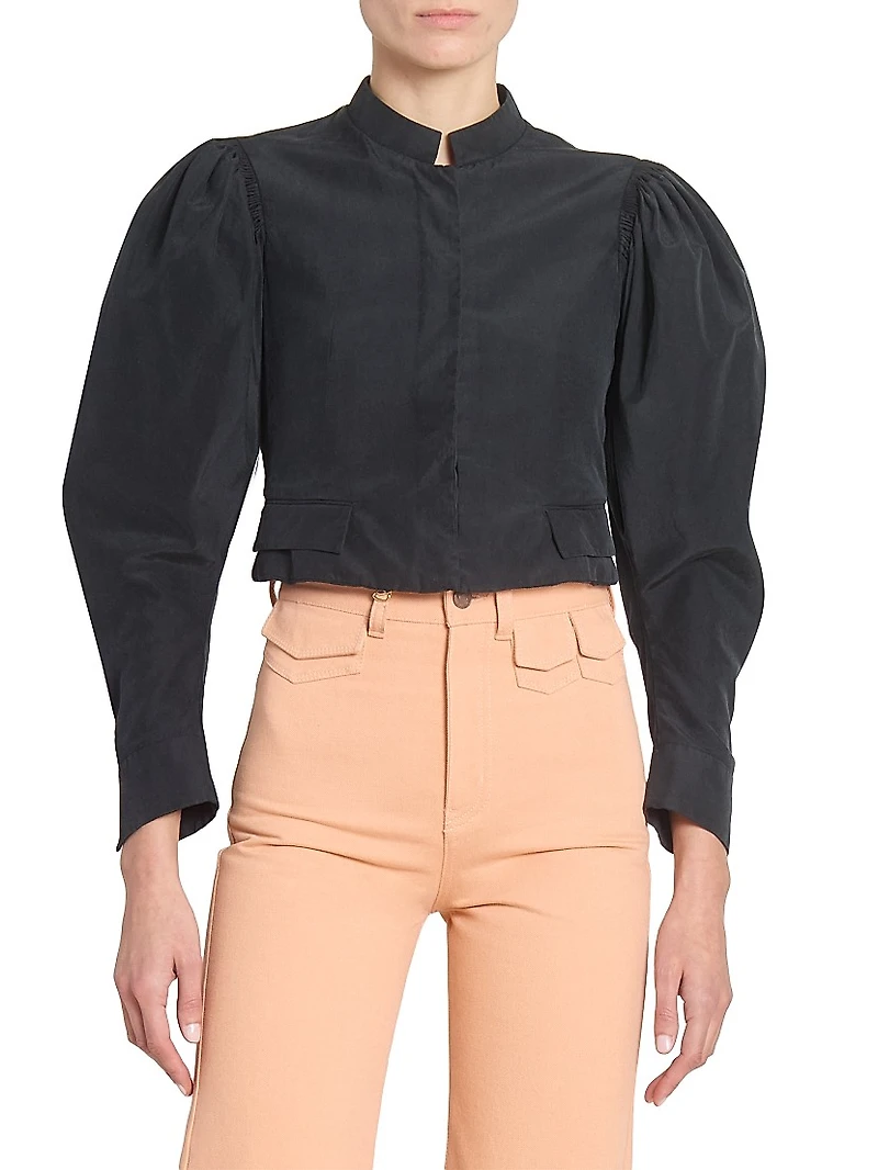 Silk Puff-Sleeve Jacket
