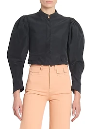 Silk Puff-Sleeve Jacket