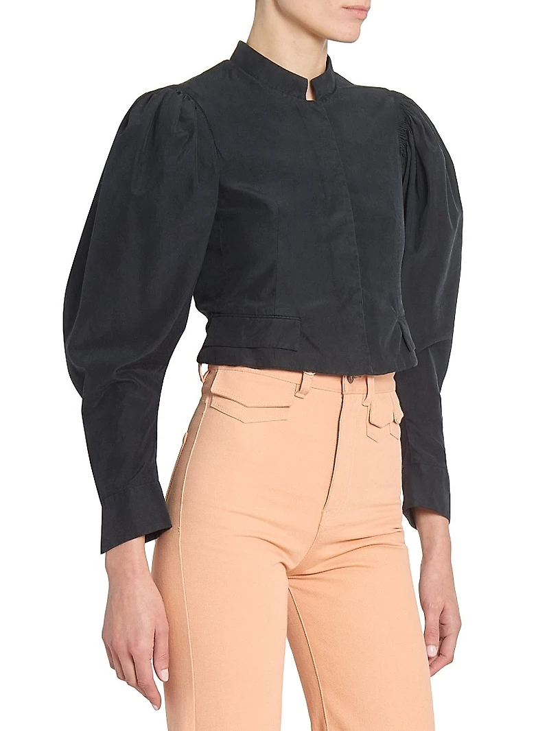 Silk Puff-Sleeve Jacket