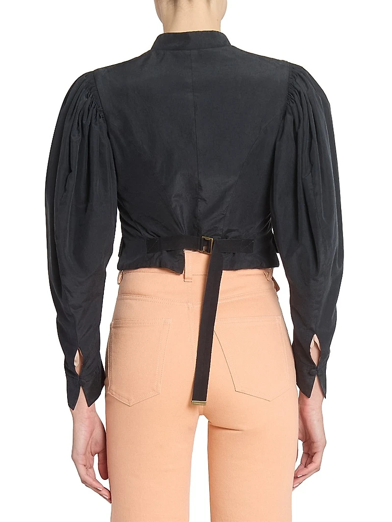 Silk Puff-Sleeve Jacket