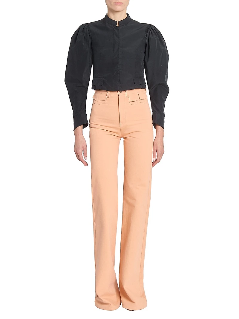 Silk Puff-Sleeve Jacket