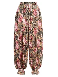 Floral Silk Balloon Pants