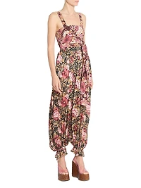 Floral Silk Balloon Pants