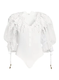 Cotton Lace V-Neck Bodysuit