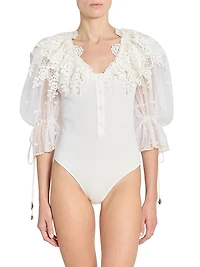 Cotton Lace V-Neck Bodysuit