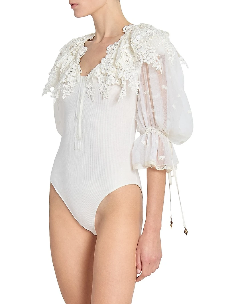 Cotton Lace V-Neck Bodysuit