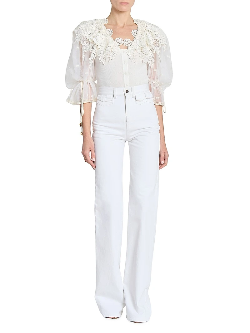 Cotton Lace V-Neck Bodysuit