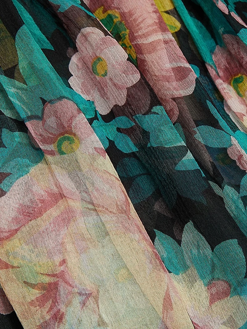 Floral Silk Maxi Skirt