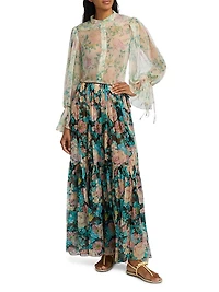 Floral Silk Maxi Skirt