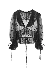 Ruffled Sheer Lace Top