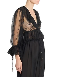 Ruffled Sheer Lace Top