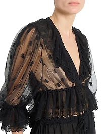 Ruffled Sheer Lace Top