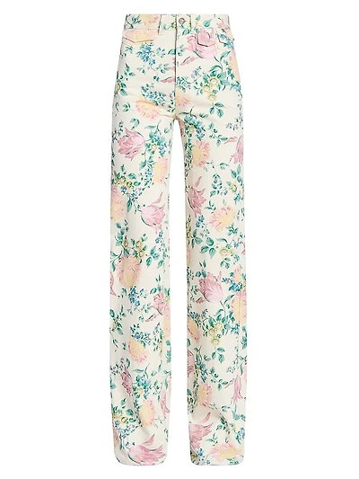 Floral Twill Cotton Slim-Fit Jeans