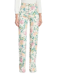 Floral Twill Cotton Slim-Fit Jeans