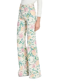 Floral Twill Cotton Slim-Fit Jeans