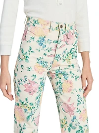 Floral Twill Cotton Slim-Fit Jeans