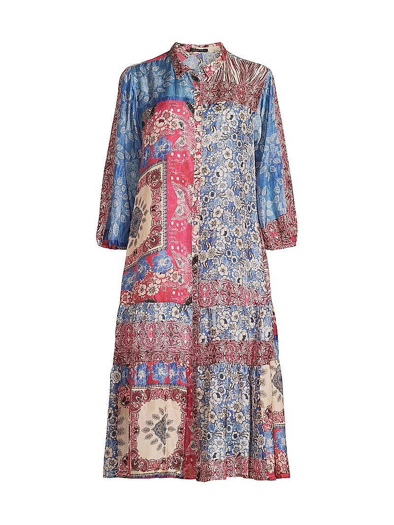 Cornelia Floral Silk Midi-Shirtdress