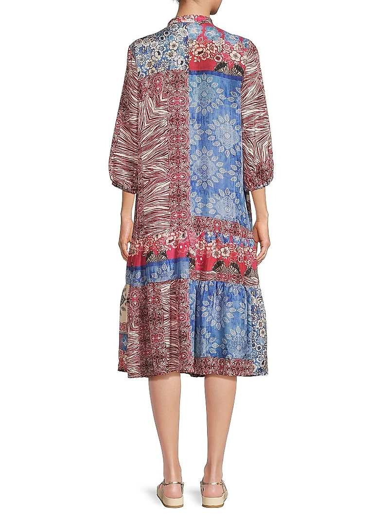 Cornelia Floral Silk Midi-Shirtdress