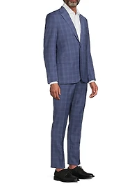 Brierley-Fit Plaid Wool Two-Button Suit