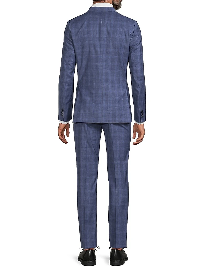 Brierley-Fit Plaid Wool Two-Button Suit