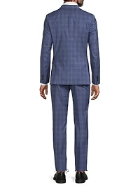 Brierley-Fit Plaid Wool Two-Button Suit