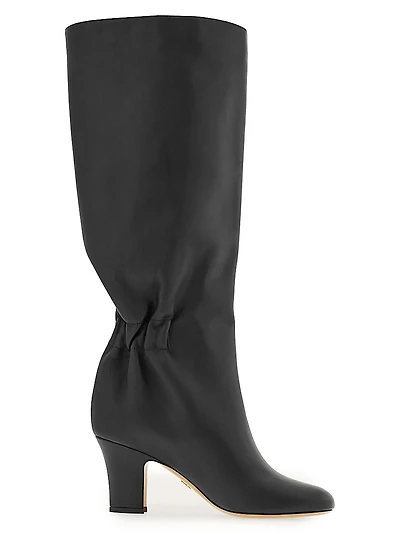 Jannette 70MM Leather Block-Heel Boots