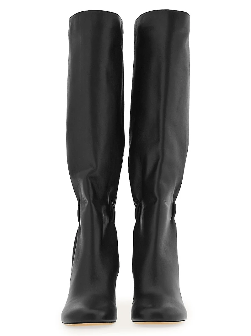 Jannette 70MM Leather Block-Heel Boots