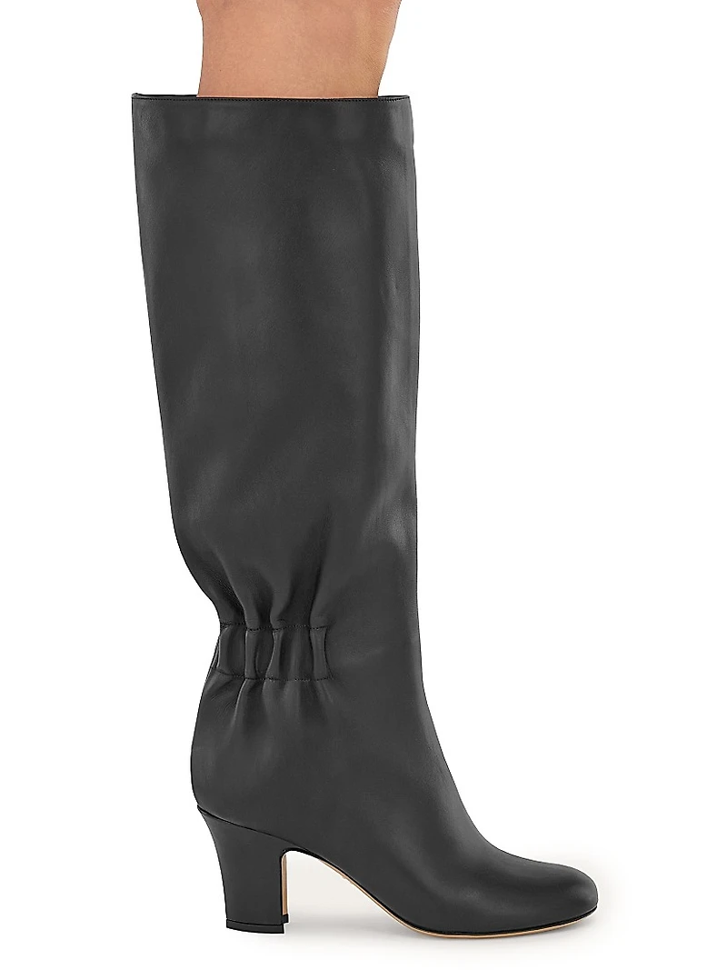 Jannette 70MM Leather Block-Heel Boots