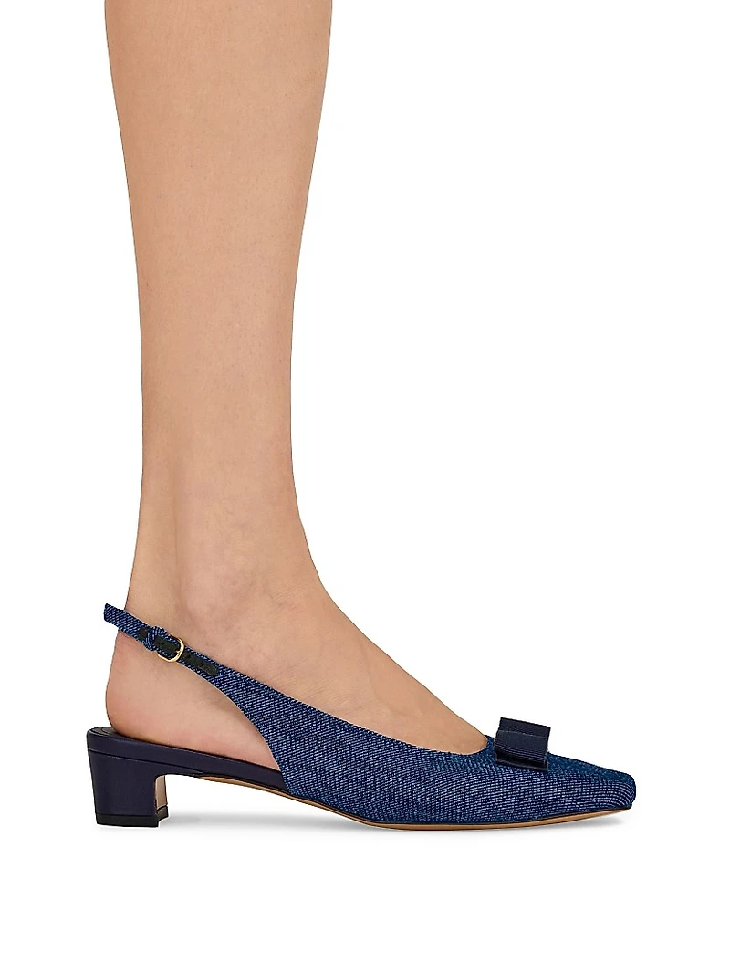 Rivada 30MM Denim Square-Toe Pumps