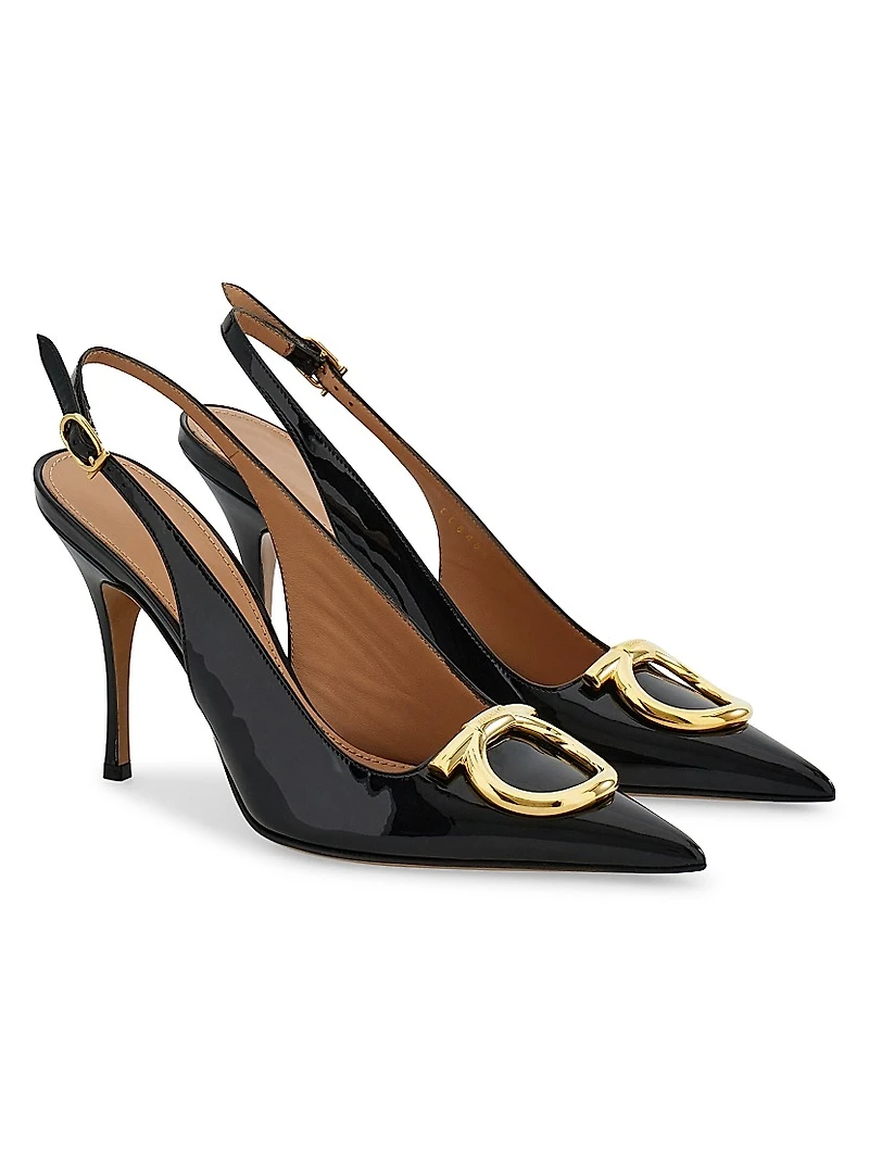 Sara 95MM Leather Slingback Pumps