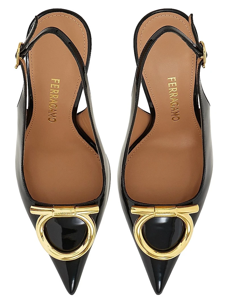 Sara 95MM Leather Slingback Pumps