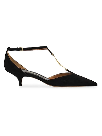 Traci 40MM Suede T-Strap Pumps