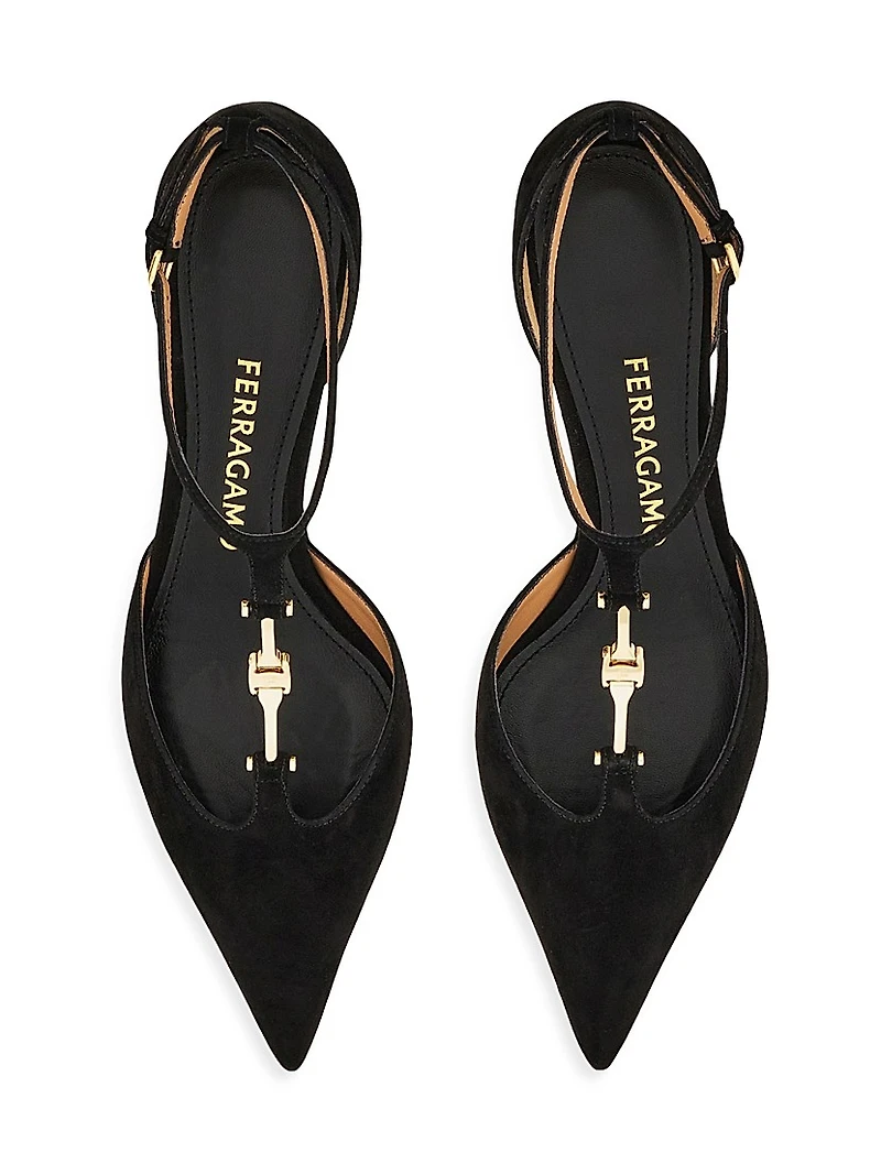 Traci 40MM Suede T-Strap Pumps