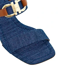 Lou Gancini 55MM Logo Denim Block-Heel Sandals