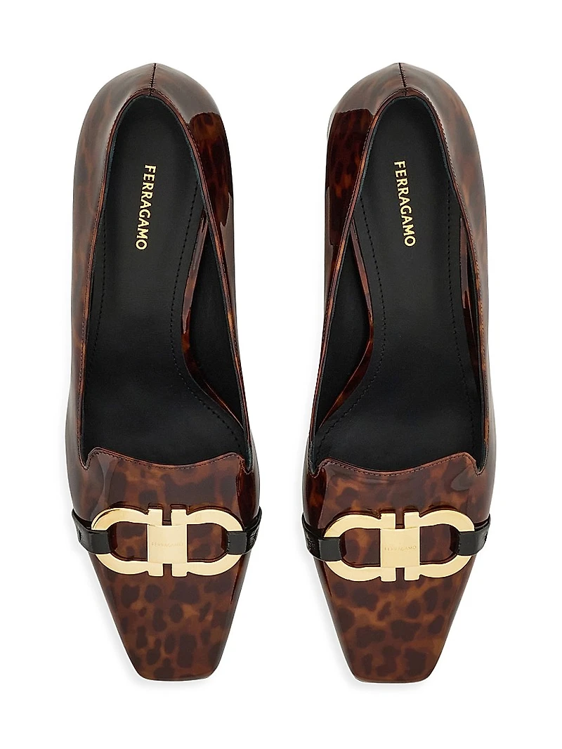 Mirelle 60MM Gancini-Accented Patent Leather Pumps