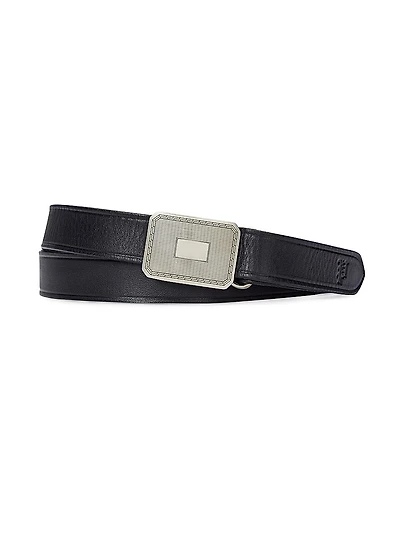Engine Turn Leather Belt