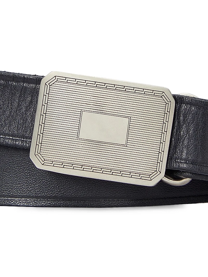 Engine Turn Leather Belt