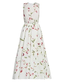 Floral Poplin Cotton Cocktail Dress