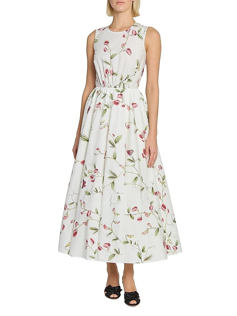 Floral Poplin Cotton Cocktail Dress