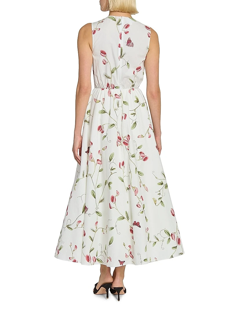 Floral Poplin Cotton Cocktail Dress