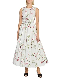 Floral Poplin Cotton Cocktail Dress