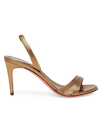 Serpenti 85MM Metallic Leather Slingback Sandals