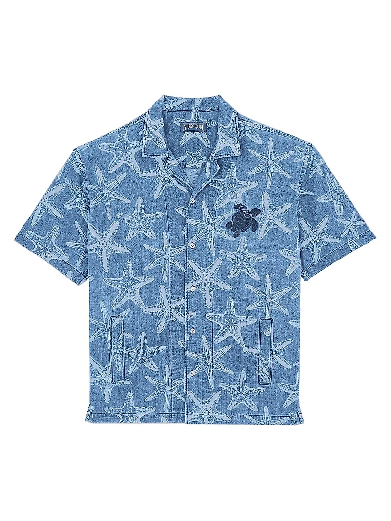 Starfish-Printed Denim Shirt