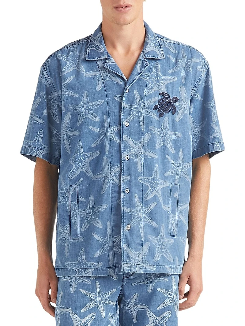 Starfish-Printed Denim Shirt
