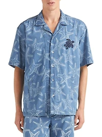 Starfish-Printed Denim Shirt