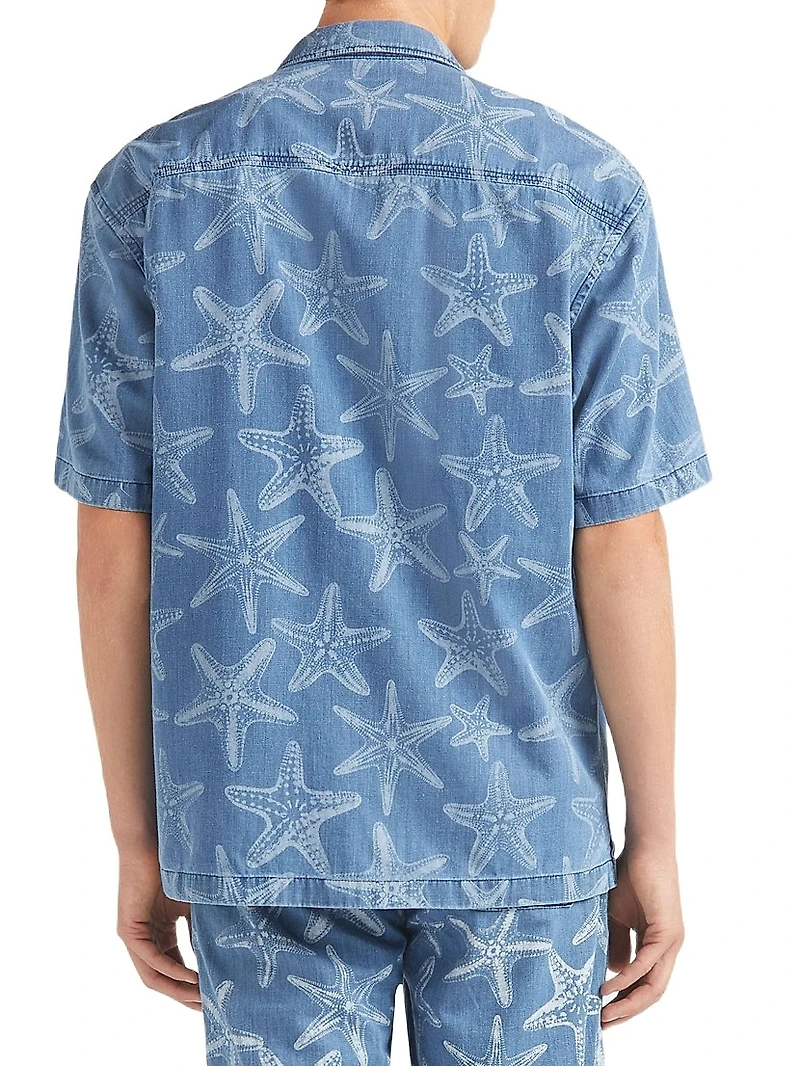 Starfish-Printed Denim Shirt